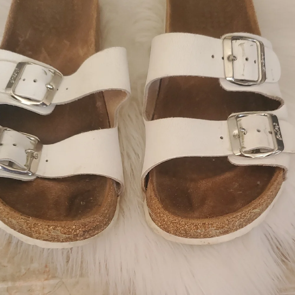 White BioStep Two-Buckle Slide Sandals - Picture 3 of 9